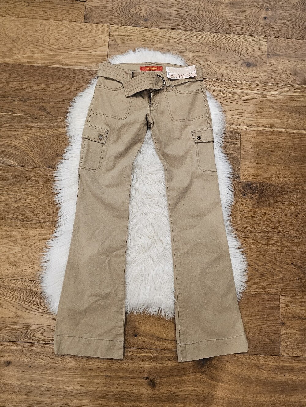 Vintage Low Rise Tan Cargo Flare Pants